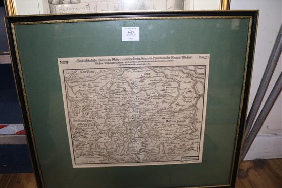 John Ogilby, four maps, largest 34 x 46cm